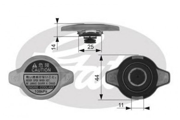 Крышка радиатора 1,1 бар (пр-во GATES) Toyota. Lexus. Suzuki. Honda 