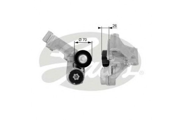 Натяжитель с роликами поликлинового ремня (пр-во GATES) Ford Transit Connect 1.8 TDci, 02-13