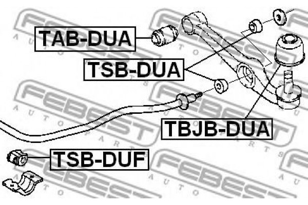 Втулка стабилизатора переднего (FEBEST) LIFAN 320 SMILY, TOYOTA DUET M100A,M101A,M110A,M111A 1998.09-2004.05 [JP]