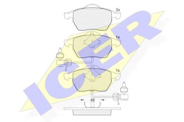 Колодки тормозные передние (пр-во ICER) Audi A6 1.8-2.8 97-, VW Passat, Skoda Колодки тормозные передние (пр-во ICER) Audi A6 1.8-2.8 97-, VW Passat, Skoda