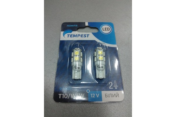 Лампа габаритов 9 диодов LED белый к-кт 2 шт. (пр-во TEMPEST) W5W 12V