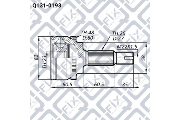 Шрус наружний Z26/23/abs48, 1064001829, 4346009601 (Q-FIX) Geely Emgrand EC7, 43460-09601, Q131-0193