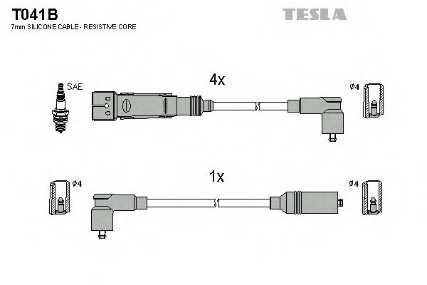 Комплект проводов зажигания TESLA Skoda Octavia 96-00 1,6 AEE