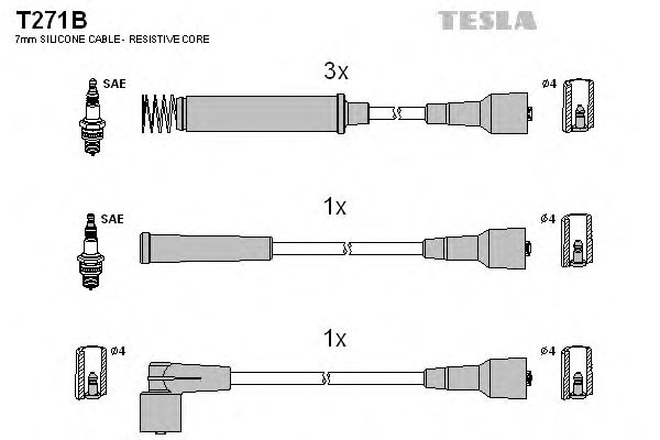Комплект проводов зажигания  TESLA