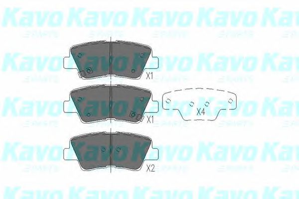 Комплект тормозных колодок, дисковый тормоз  KAVO PARTS