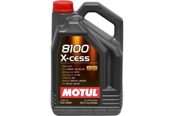 Масло моторное синтетика 5W40 (MOTUL) X-clean 5L, 102051, 854151, 8100