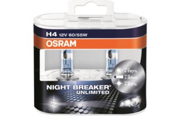 Лампа галогенная NIGHT BREAKER UNLIMITED H4 12V 60/55W P43t (Duo Box) OSRAM