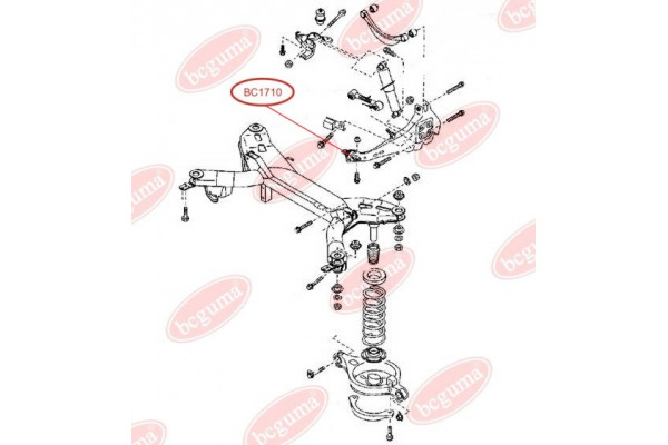 Сайлентблок продольного рычага задней подвески BCGUMA (необх. кол. 2 шт) MAZDA 6 GG 2002-2008, G21D28200D, G21D28200F, G21D28250D, G21D28250F, G26A28200B, G26A28250B, GJ6A28200G, GJ6A28200J, GJ6A28200K, GJ6A28250G, GJ6A28250J, GJ6A28250K