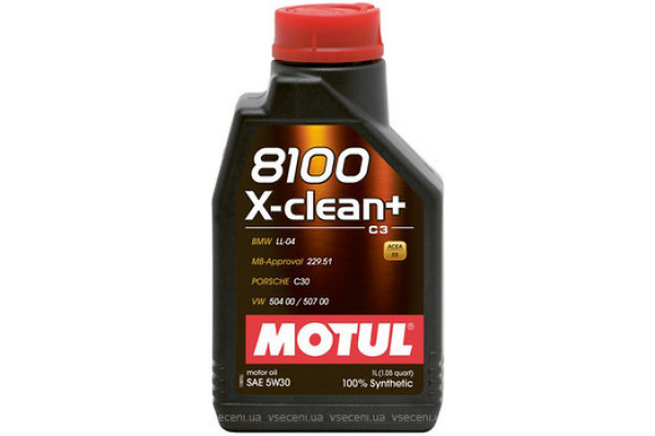 Масло моторное синтетика 5W30 (MOTUL) X-CLEAN+ 1L, 102259, 106376, 854711, 8100 